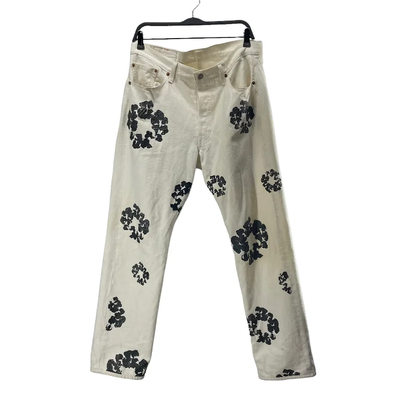 DENIM TEARS/Pants/34/Denim/WHT/All Over Print/BLK COTTON WREATH JEANS