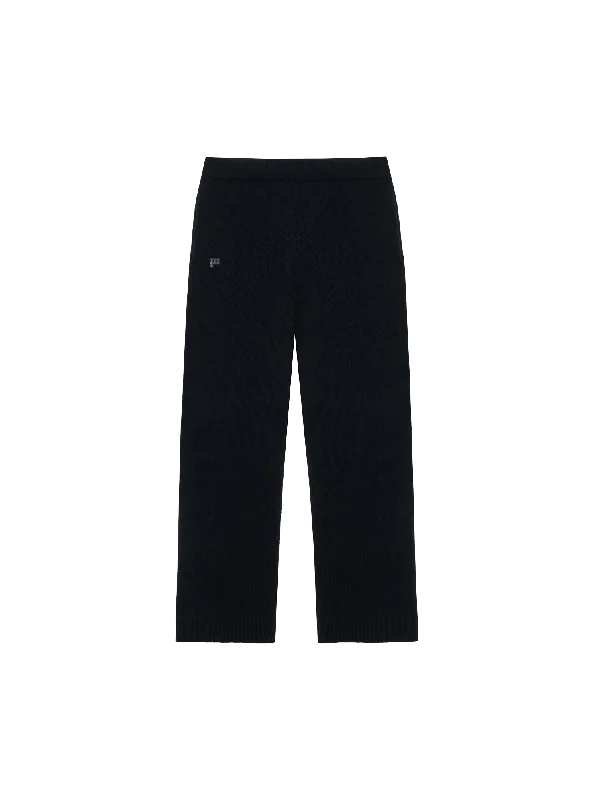 Womens Recycled Cashmere Loose Track Pants—black