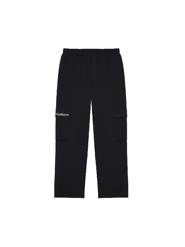 Womens Recycled Cotton Jersey Cargo Pants—black