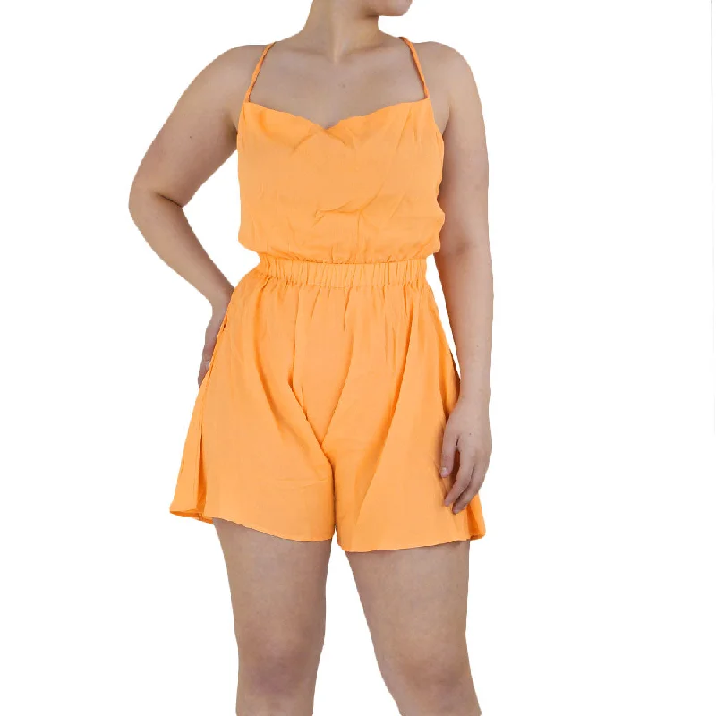 Women's Plain Jumpsuit,Orange