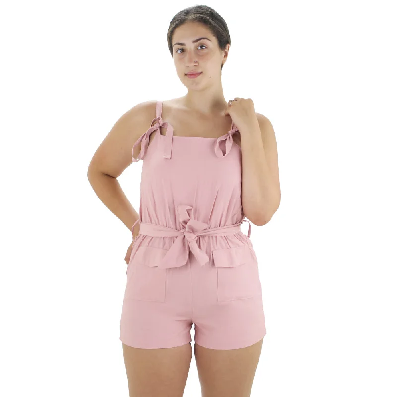 Women's 2 Front Pockets Jumpsuit,Pink