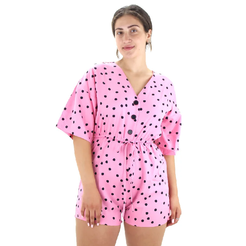 Women's Polkadots Jumpsuit,Pink