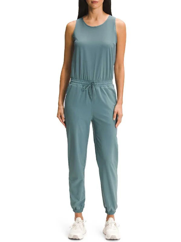 Women's Plain Solid Jumpsuit,Goblin Blue