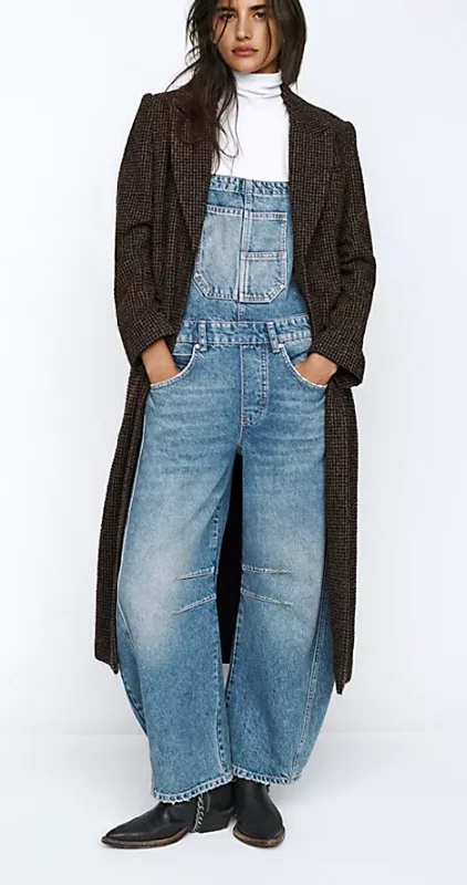 Free People Barrel Jean Overalls