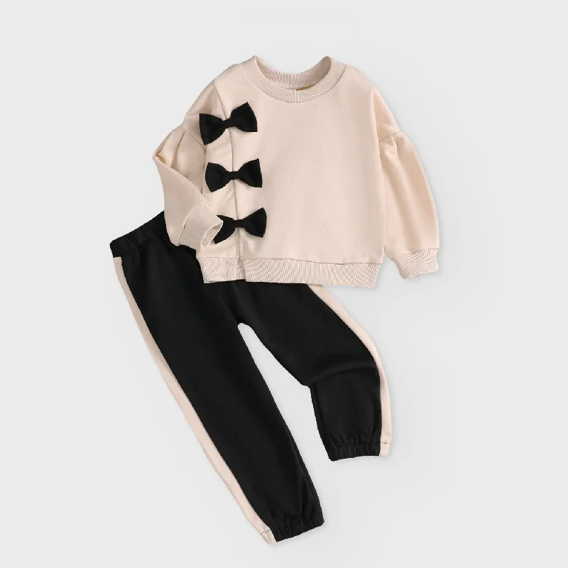 Girl 2pcs Sweatshirt & Elastic Waist Pants Set