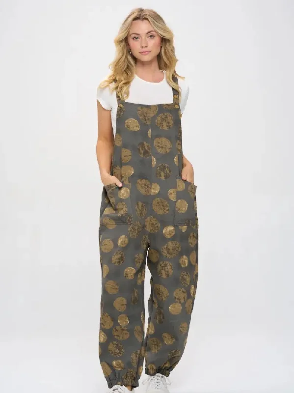 Grey Moon Print Overalls