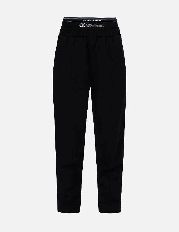 Logo Print Waistband Tapered Pants