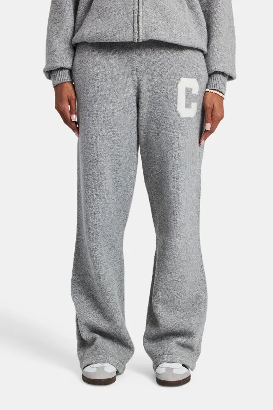 Wide Leg Knitted Jogger - Grey