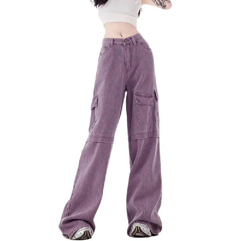 Women's American Retro Purple Cargo Pants