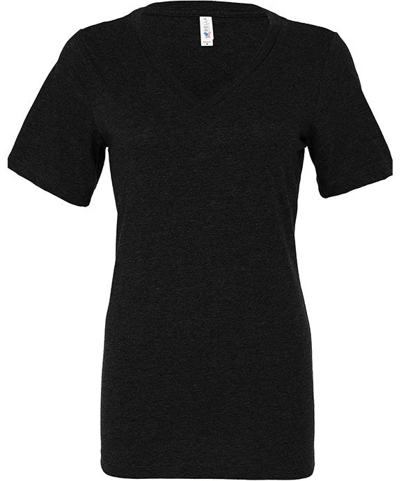 6405CVC - Bella + Canvas Ladies Relaxed Heather CVC Jersey V-Neck T-Shirt | Black Heather