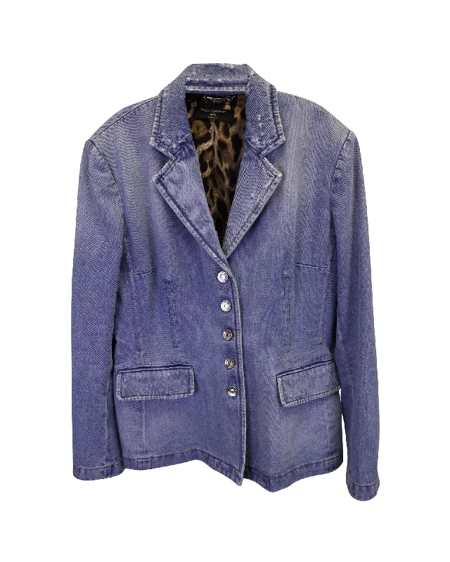 Dolce & Gabbana Giacchina Denim Distressed Jacket in Blue Denim