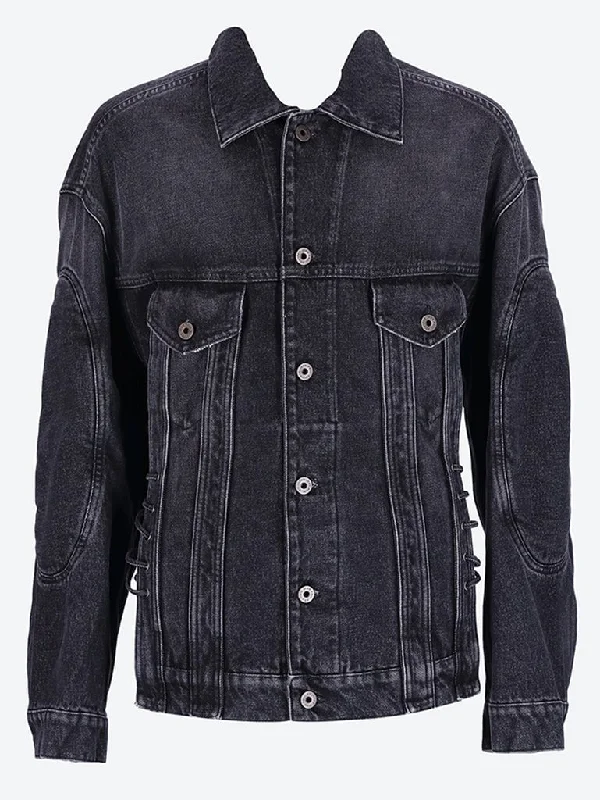 Lacing and elbow bonding detail Denim jacket