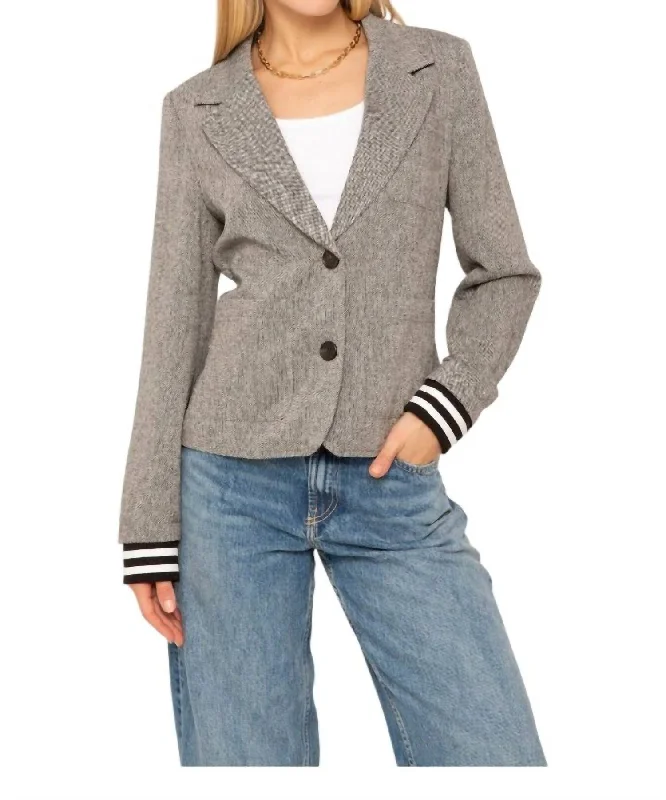 Odette Shrunken Donegal Tweed Jacket In Grey