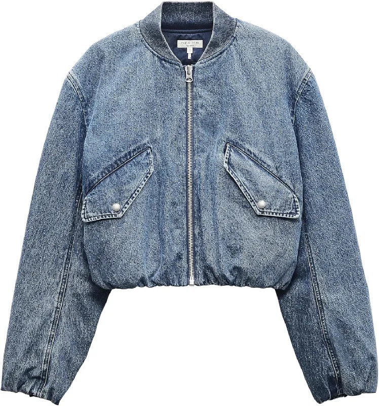 rag & bone Women's Maggie Cropped Denim Bomber Jacket, Amara