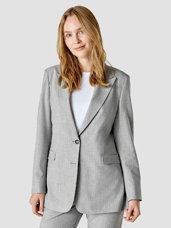 Essential Blazer Light Grey Pinstriped