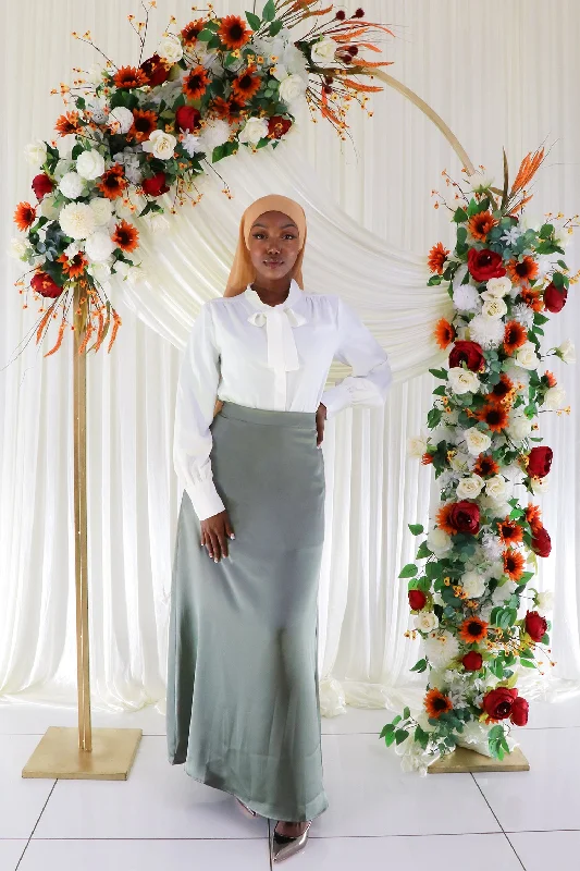 Lameera Satin Skirt - Light Sage