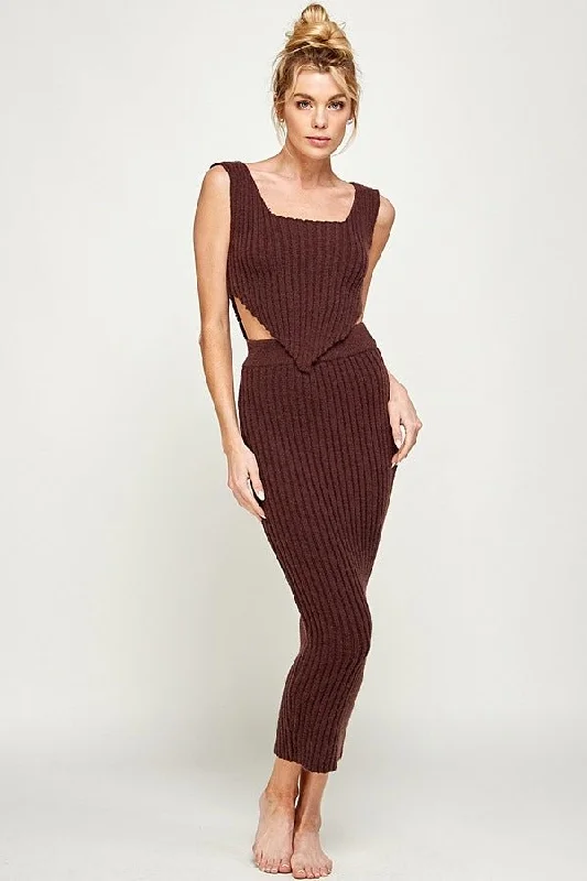 Ribbed knit skirt set