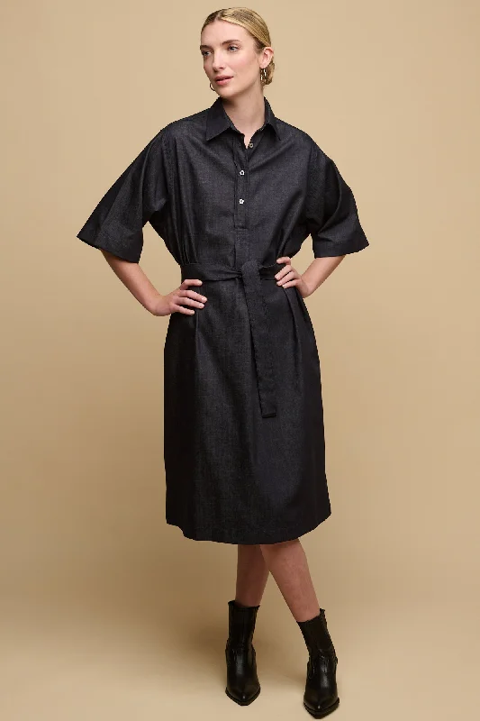 Women's Straight Denim Dress - Indigo