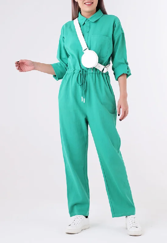 Drawstring Waist Shirt Jumpsuit