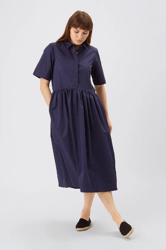 Women's Gathered Dress - Navy