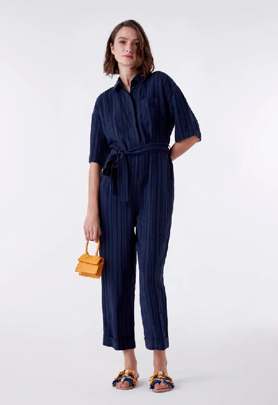 Navy Striped Jumpsuit