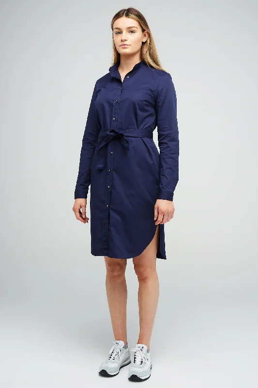 Women's Collarless Shirt Dress Navy