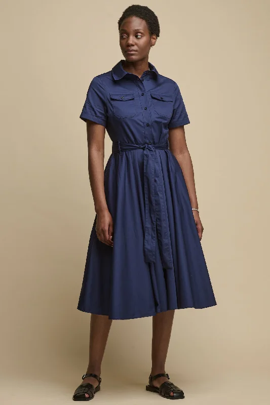 Women's Full Skirted Phoebe Trench Dress - Navy