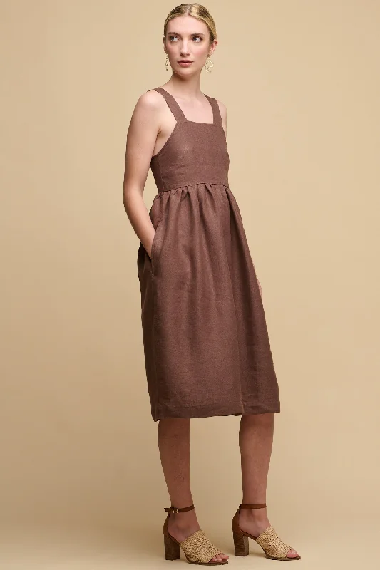 Women's Linen Sun Dress - Cocoa